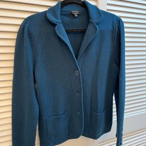Talbots merino wool knit blazer size L - teal